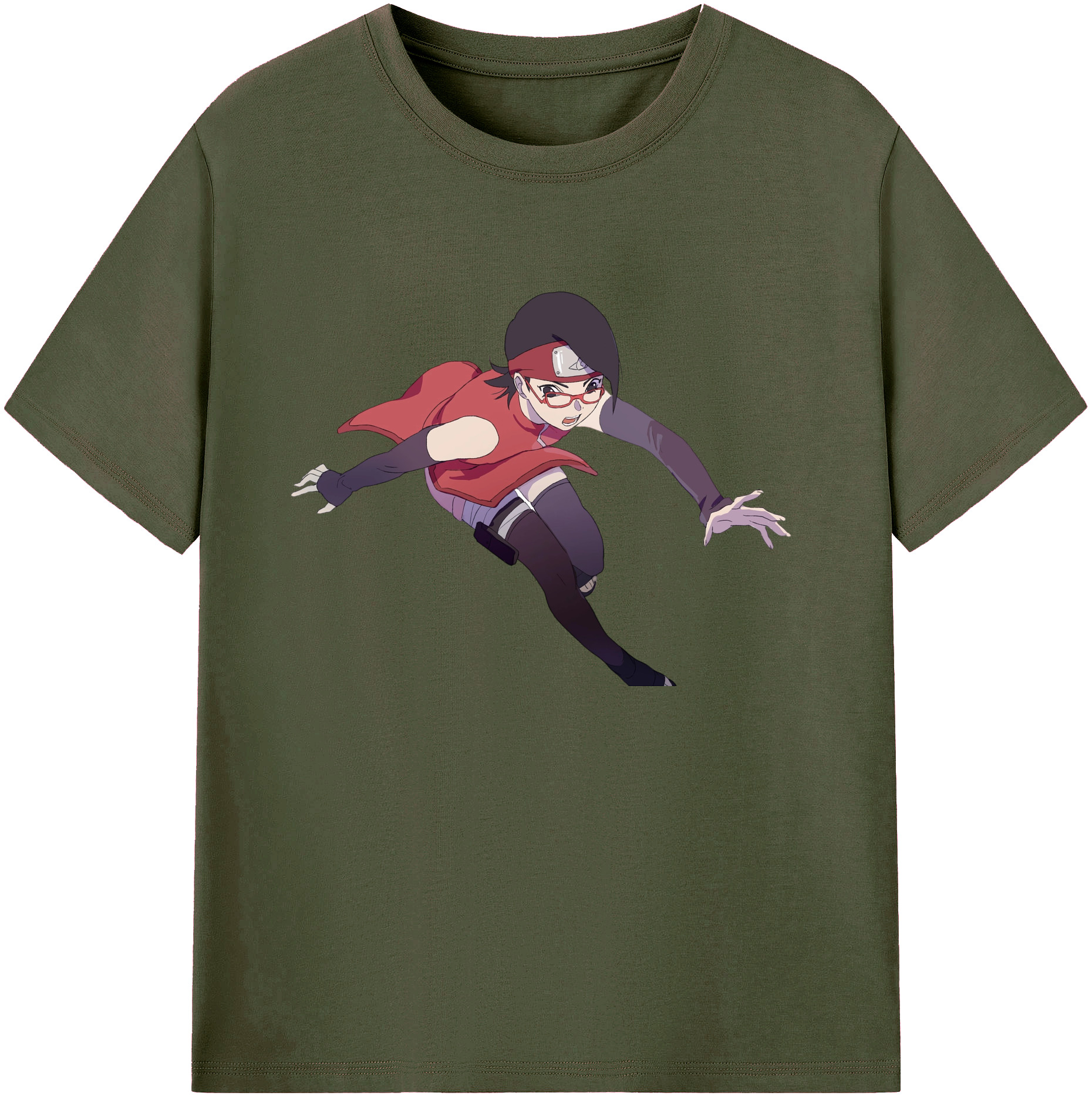 （画像用） NARUTO -ナルト- うちは サラダ Uchiha Sarada 綿100％ メンズ半袖Tシャツ｜肌触りやわらか＆通気性